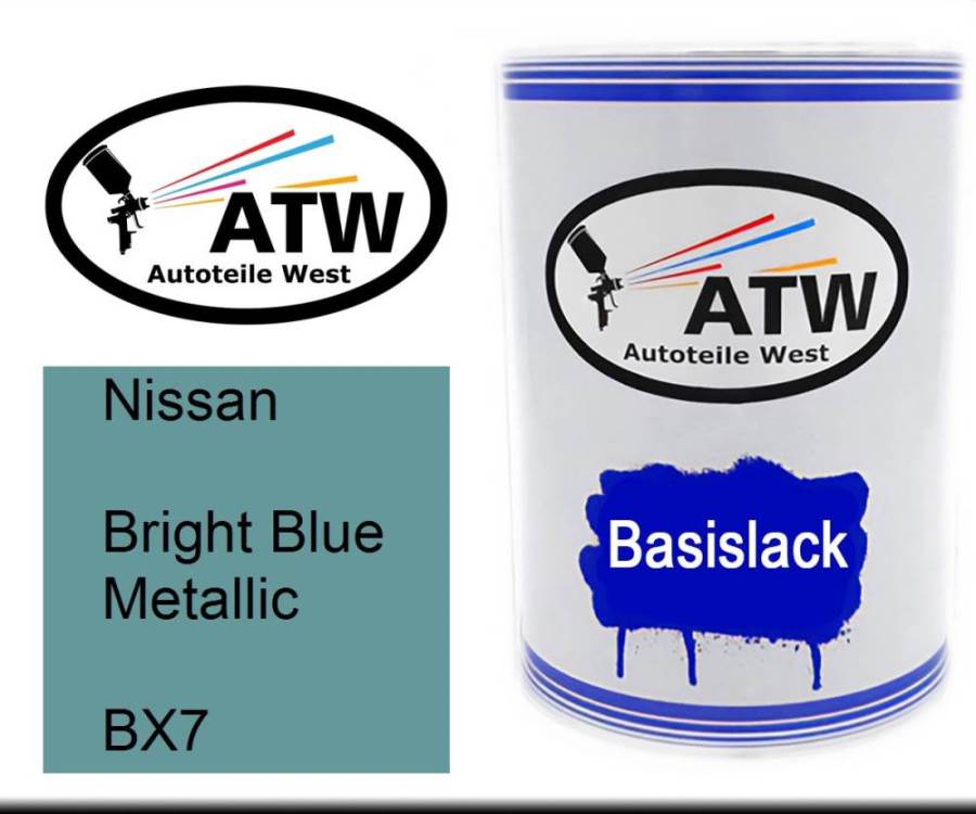 Nissan, Bright Blue Metallic, BX7: 500ml Lackdose, von ATW Autoteile West.